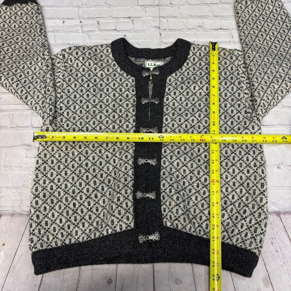 Vintage LL Bean Women Cardigan Sweater Size Medium Fair Isle Wool Blend D120 -6